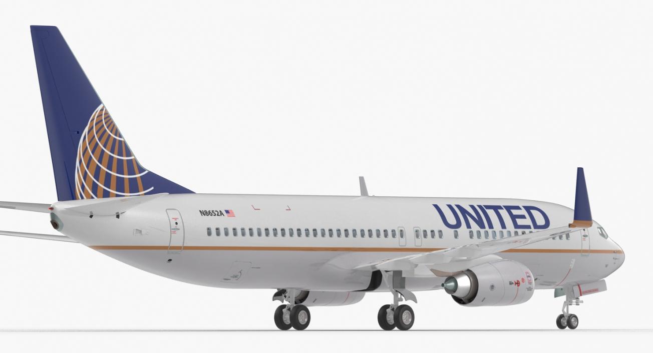 3D Boeing 737-800 with Interior United Airlines Rigged