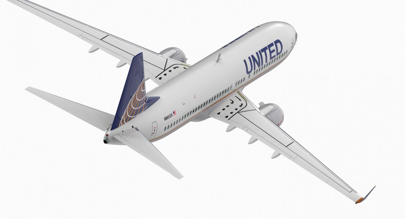 3D Boeing 737-800 with Interior United Airlines Rigged