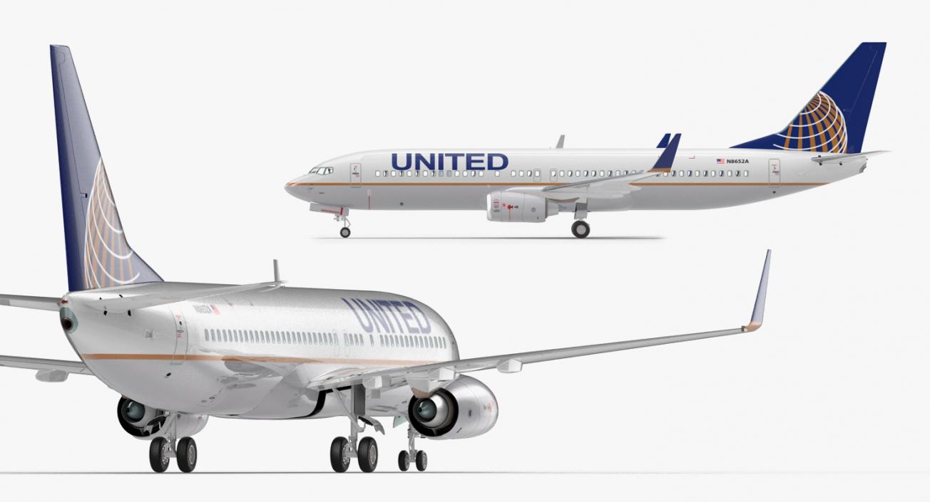 3D Boeing 737-800 with Interior United Airlines Rigged