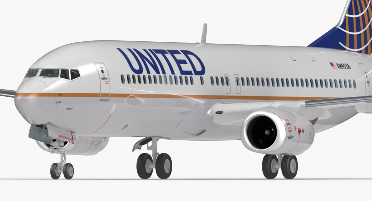 3D Boeing 737-800 with Interior United Airlines Rigged