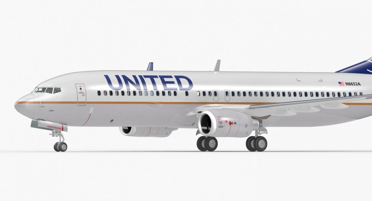 3D Boeing 737-800 with Interior United Airlines Rigged