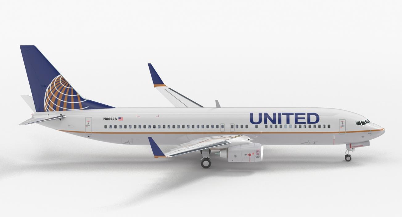 3D Boeing 737-800 with Interior United Airlines Rigged