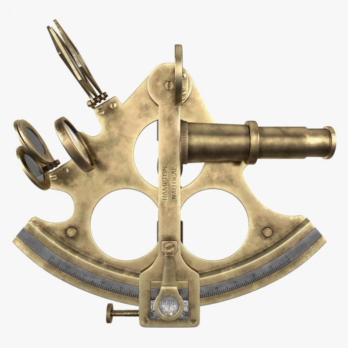 3D Antique Brass Ship Sextant