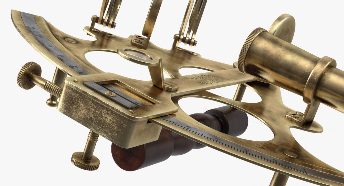 3D Antique Brass Ship Sextant