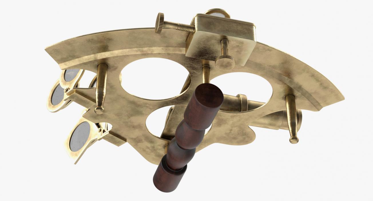 3D Antique Brass Ship Sextant