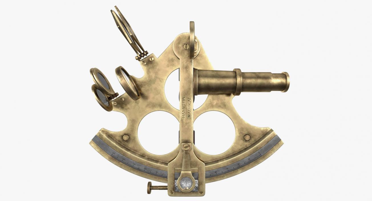 3D Antique Brass Ship Sextant