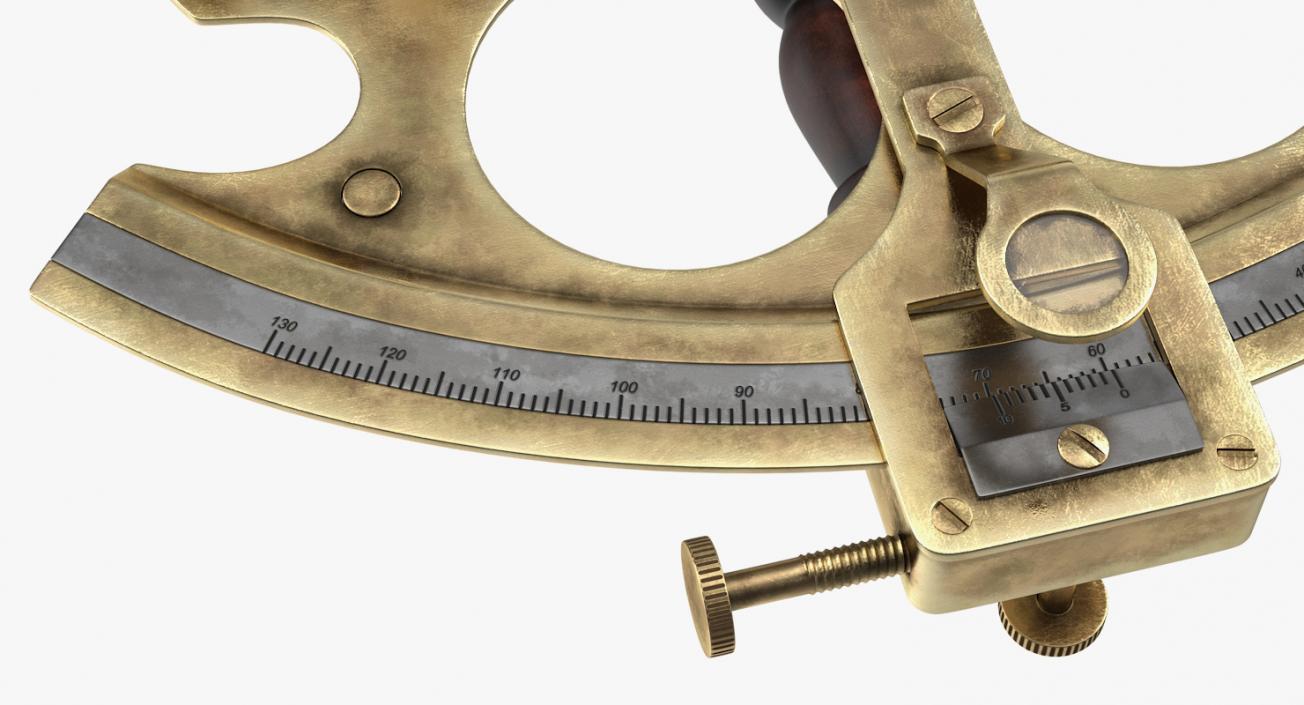 3D Antique Brass Ship Sextant