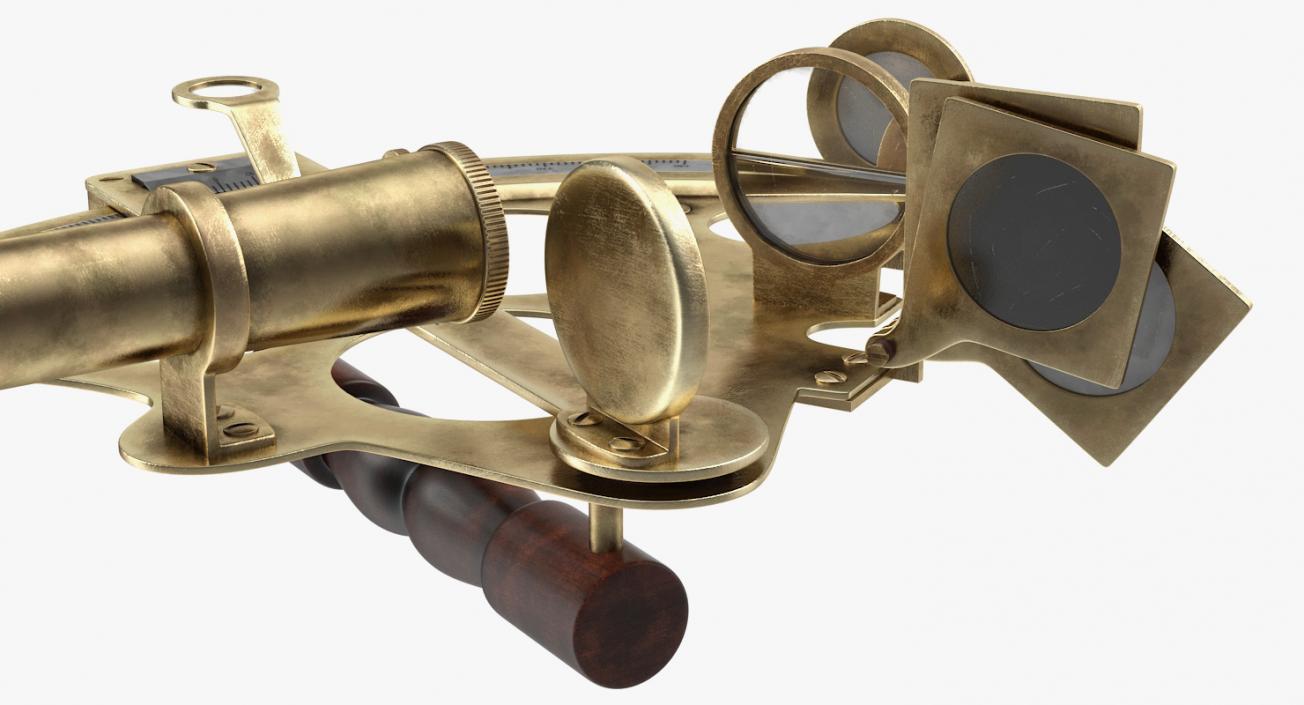 3D Antique Brass Ship Sextant