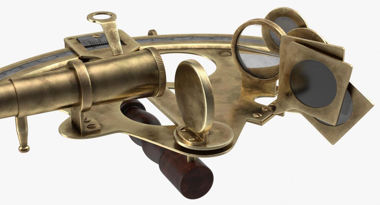 3D Antique Brass Ship Sextant