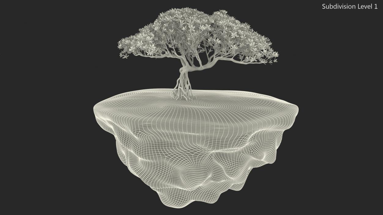 3D model Round Soil Ground Cross Section with Tree Fur