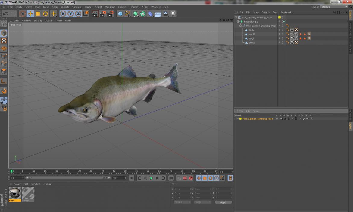 Pink Salmon Swiming Pose 3D model