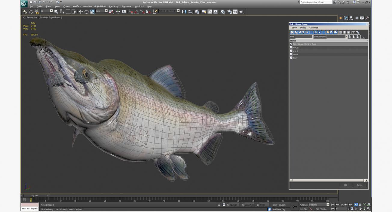 Pink Salmon Swiming Pose 3D model