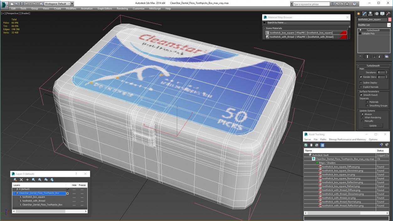 CleanStar Dental Floss Toothpicks Box 3D