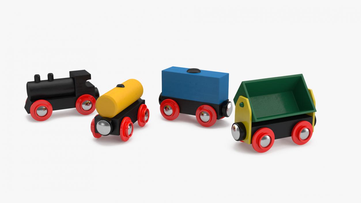 3D model Toy Wooden Train Set