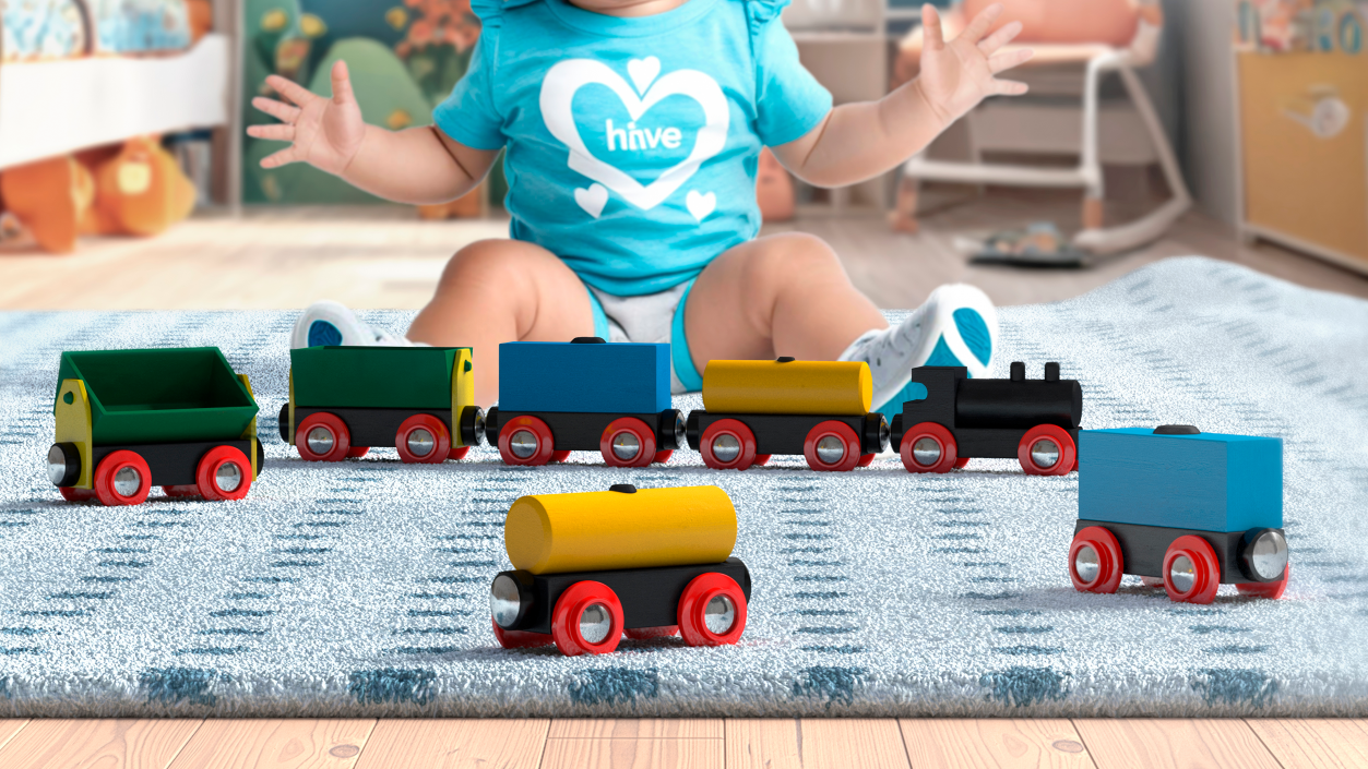 3D model Toy Wooden Train Set