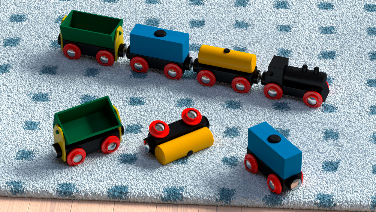 3D model Toy Wooden Train Set