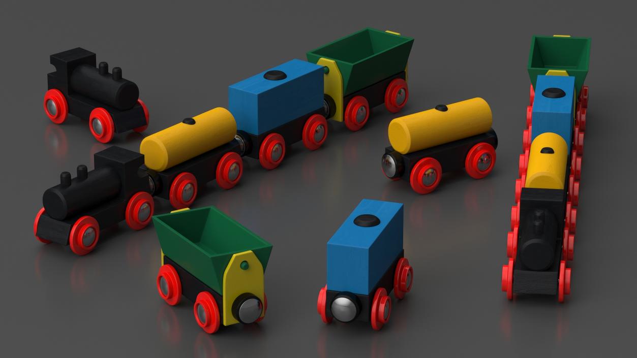 3D model Toy Wooden Train Set