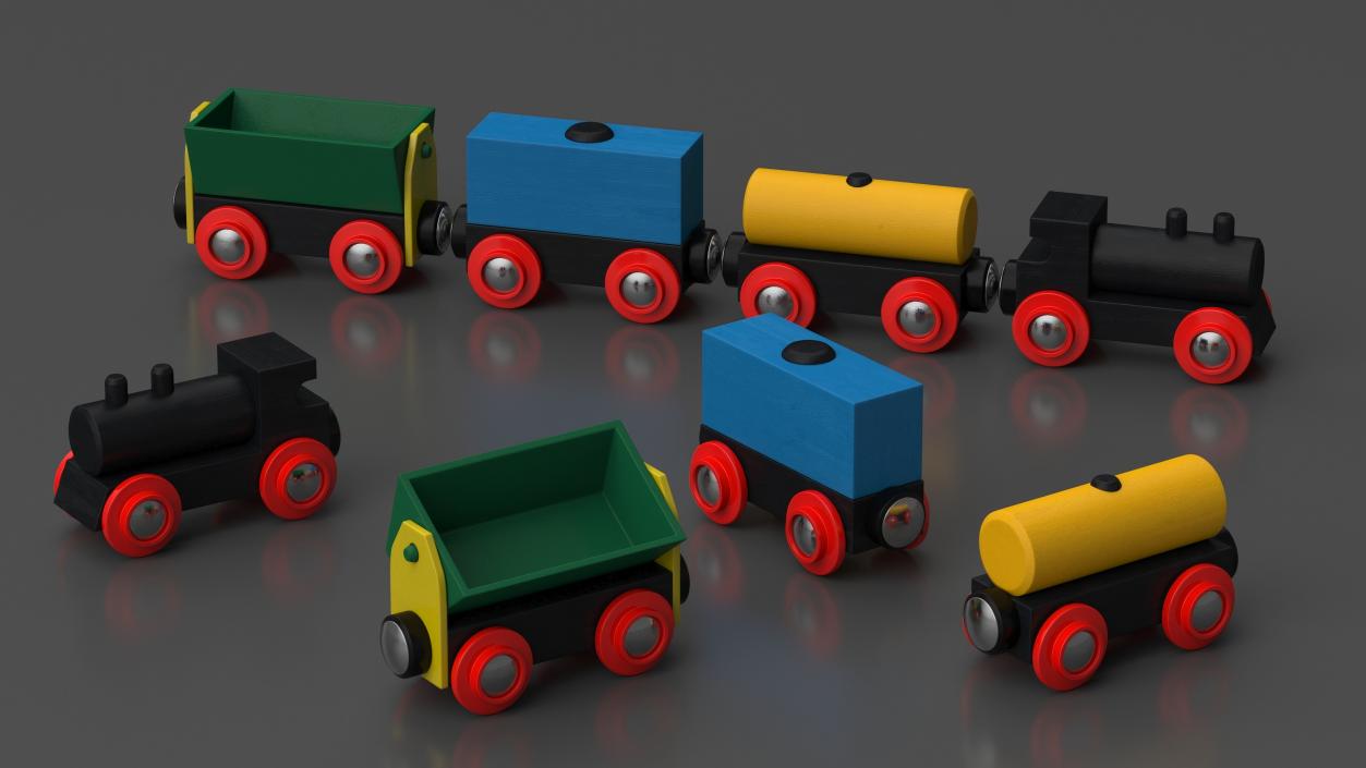 3D model Toy Wooden Train Set