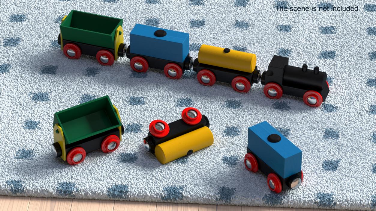 3D model Toy Wooden Train Set