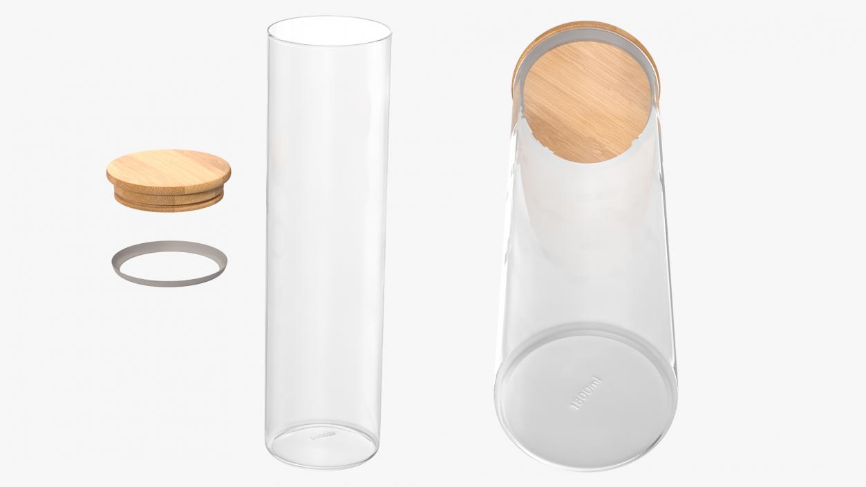 3D Glass Food Storage Jar with Bamboo Lid model