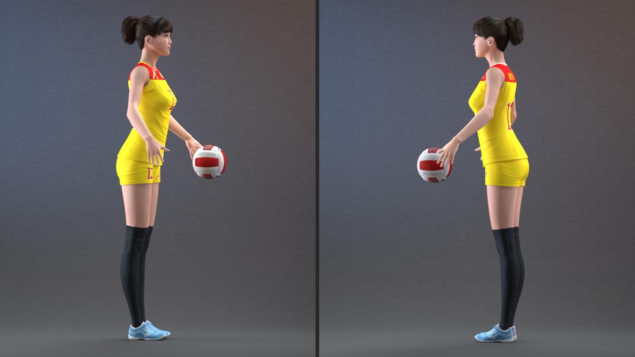 Young Chinese Woman Volleyball Player Rigged 3D model