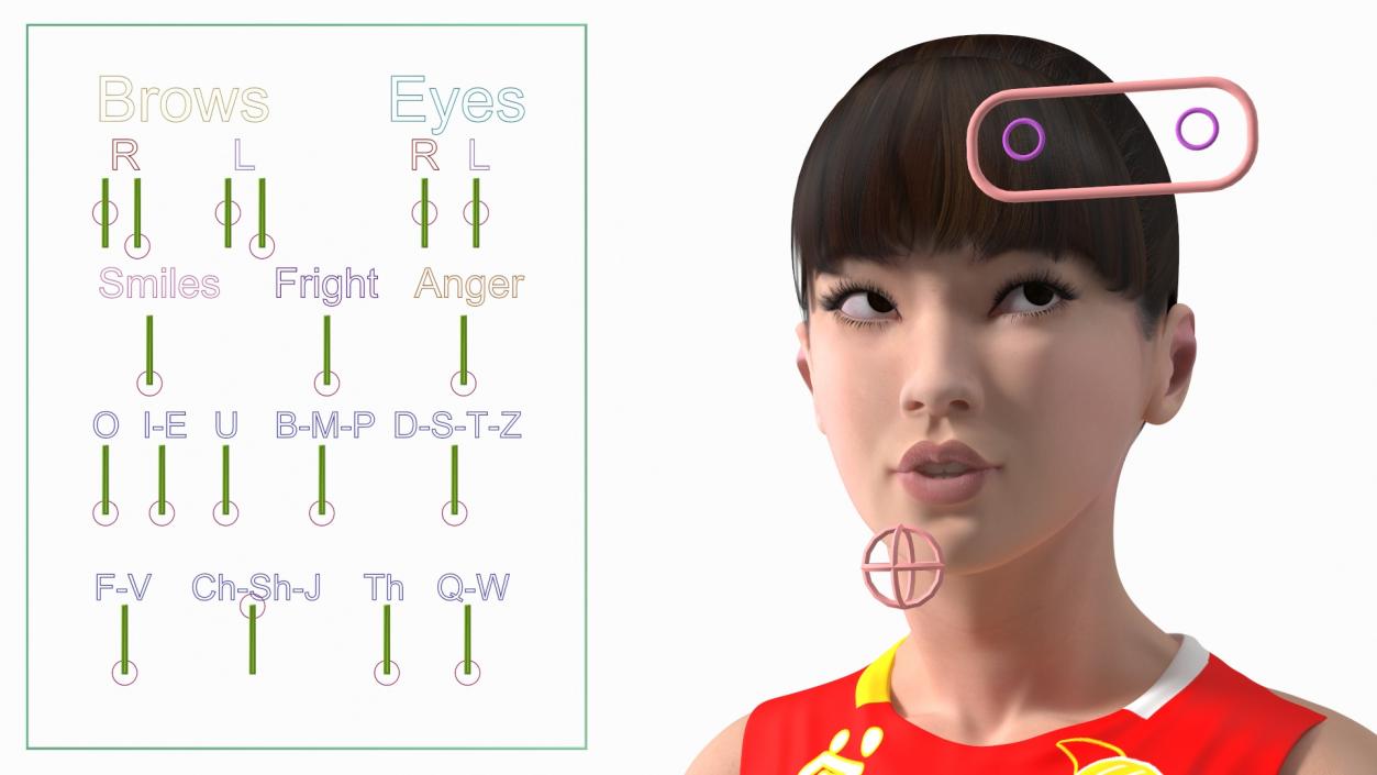 Young Chinese Woman Volleyball Player Rigged 3D model