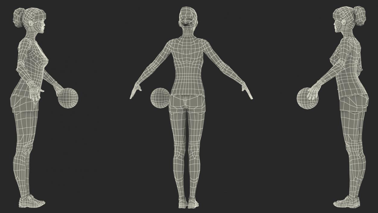 Young Chinese Woman Volleyball Player Rigged 3D model