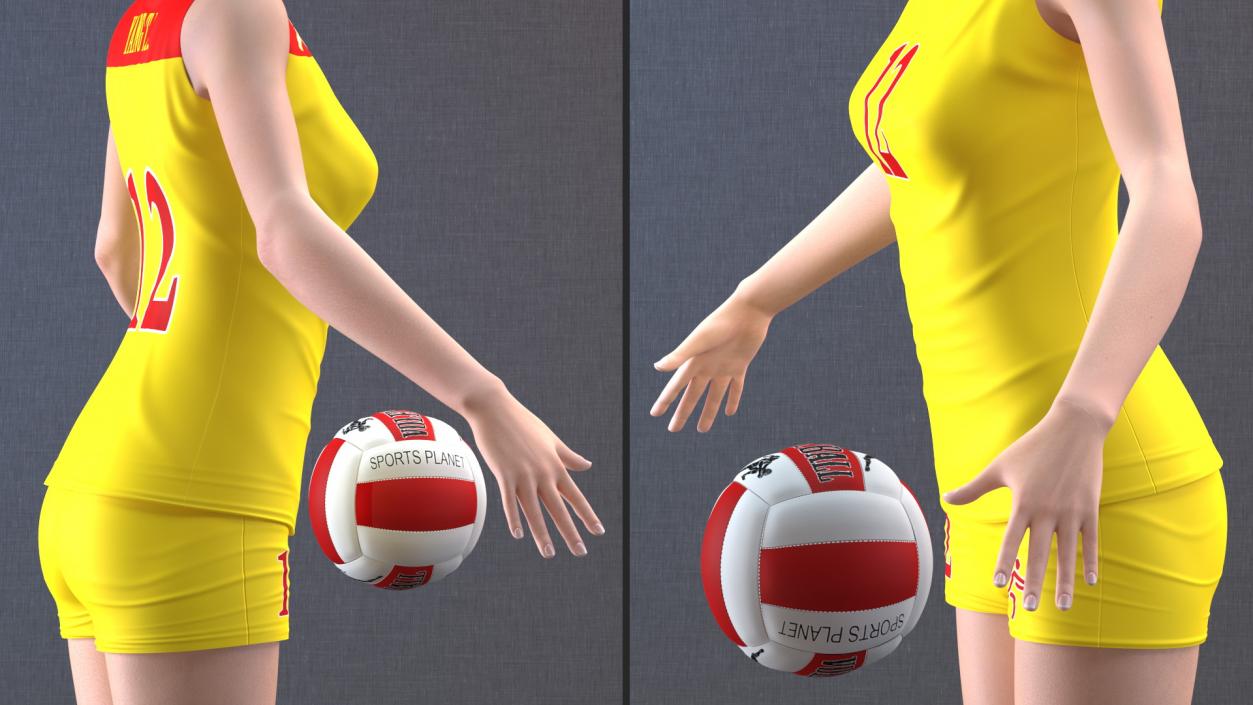 Young Chinese Woman Volleyball Player Rigged 3D model