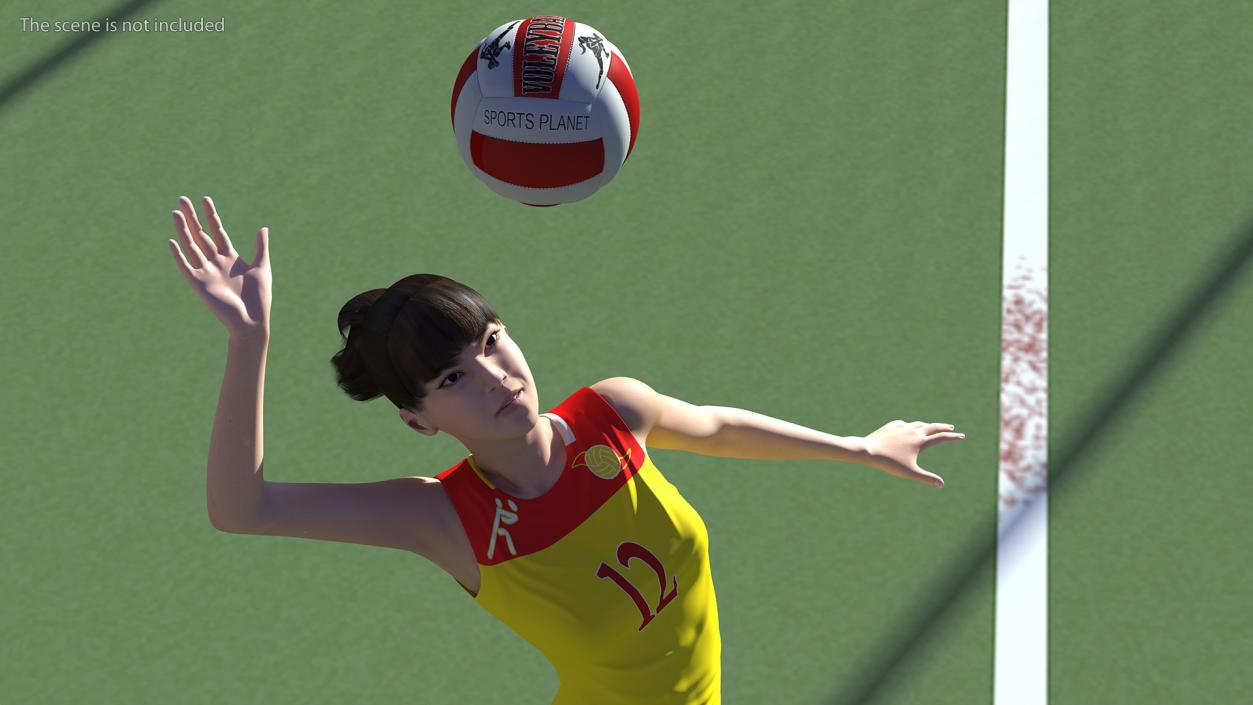 Young Chinese Woman Volleyball Player Rigged 3D model