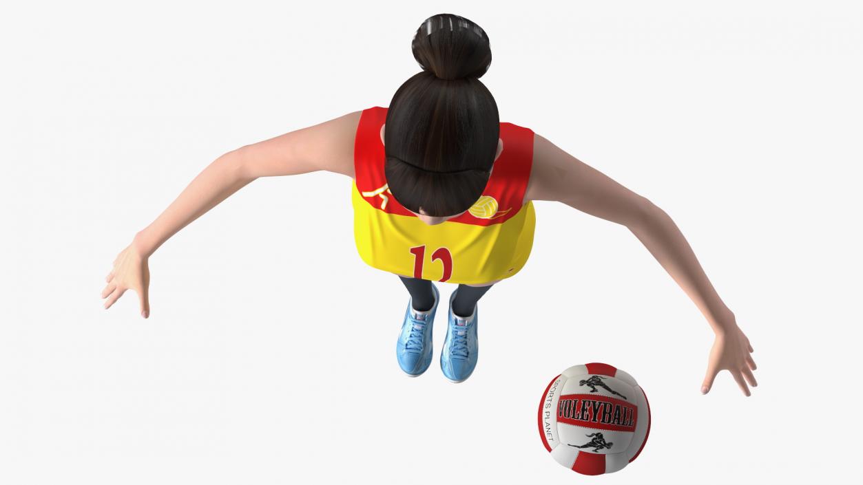 Young Chinese Woman Volleyball Player Rigged 3D model