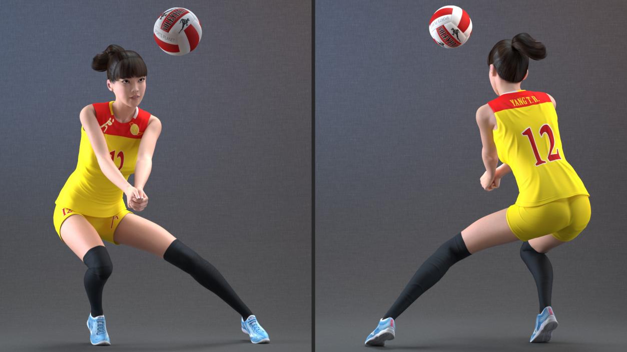 Young Chinese Woman Volleyball Player Rigged 3D model