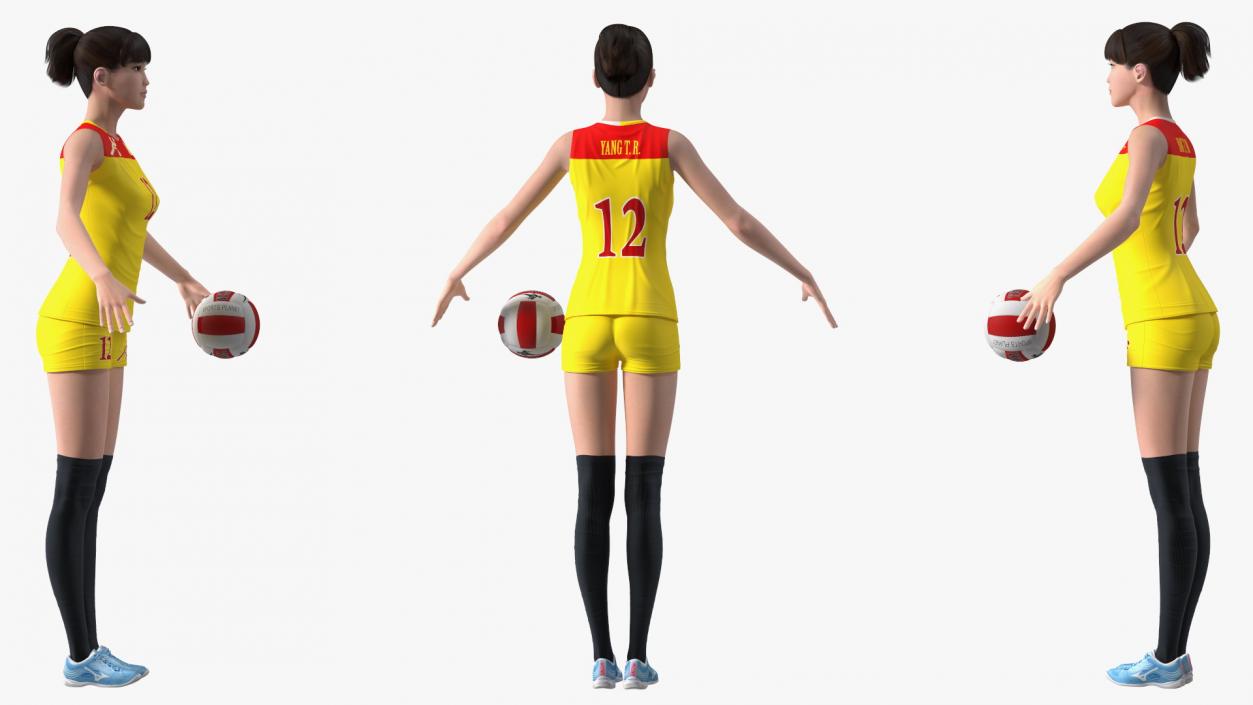 Young Chinese Woman Volleyball Player Rigged 3D model