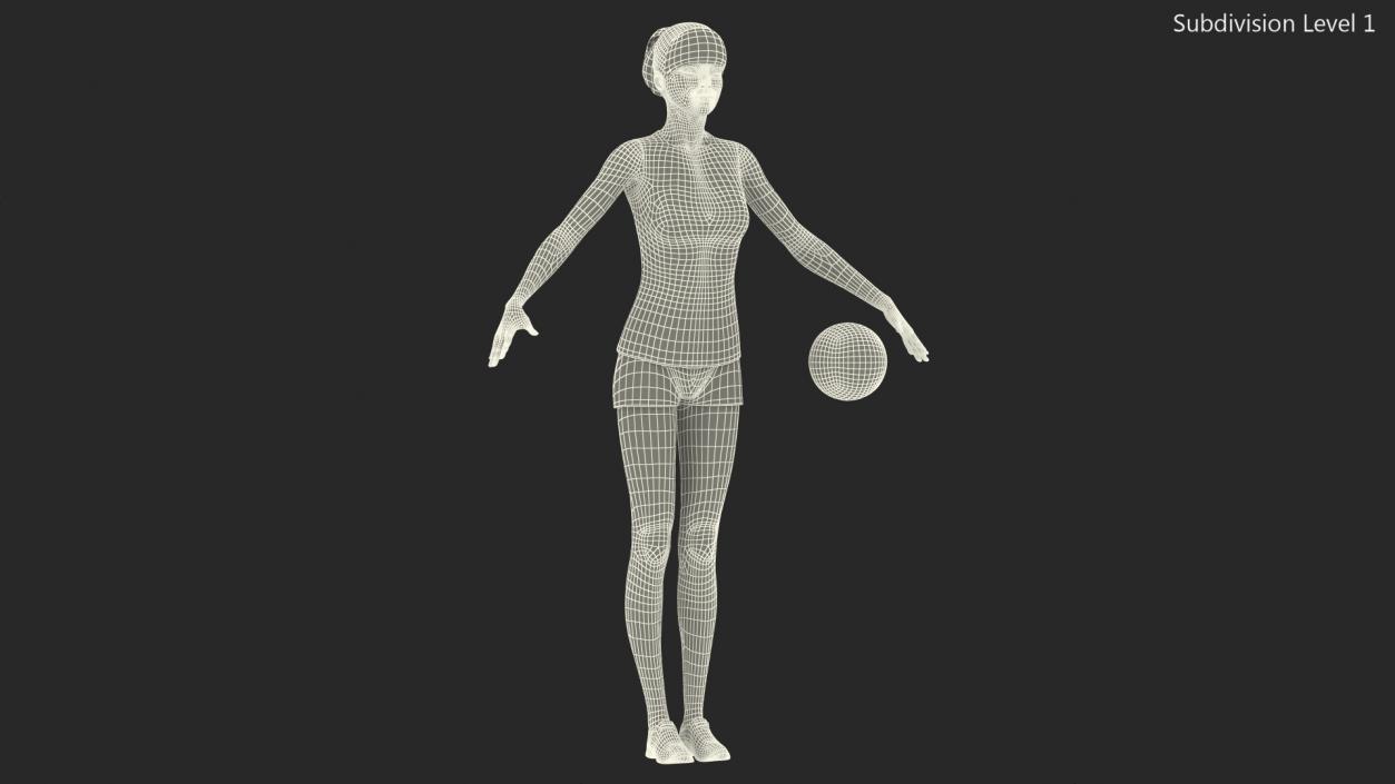 Young Chinese Woman Volleyball Player Rigged 3D model