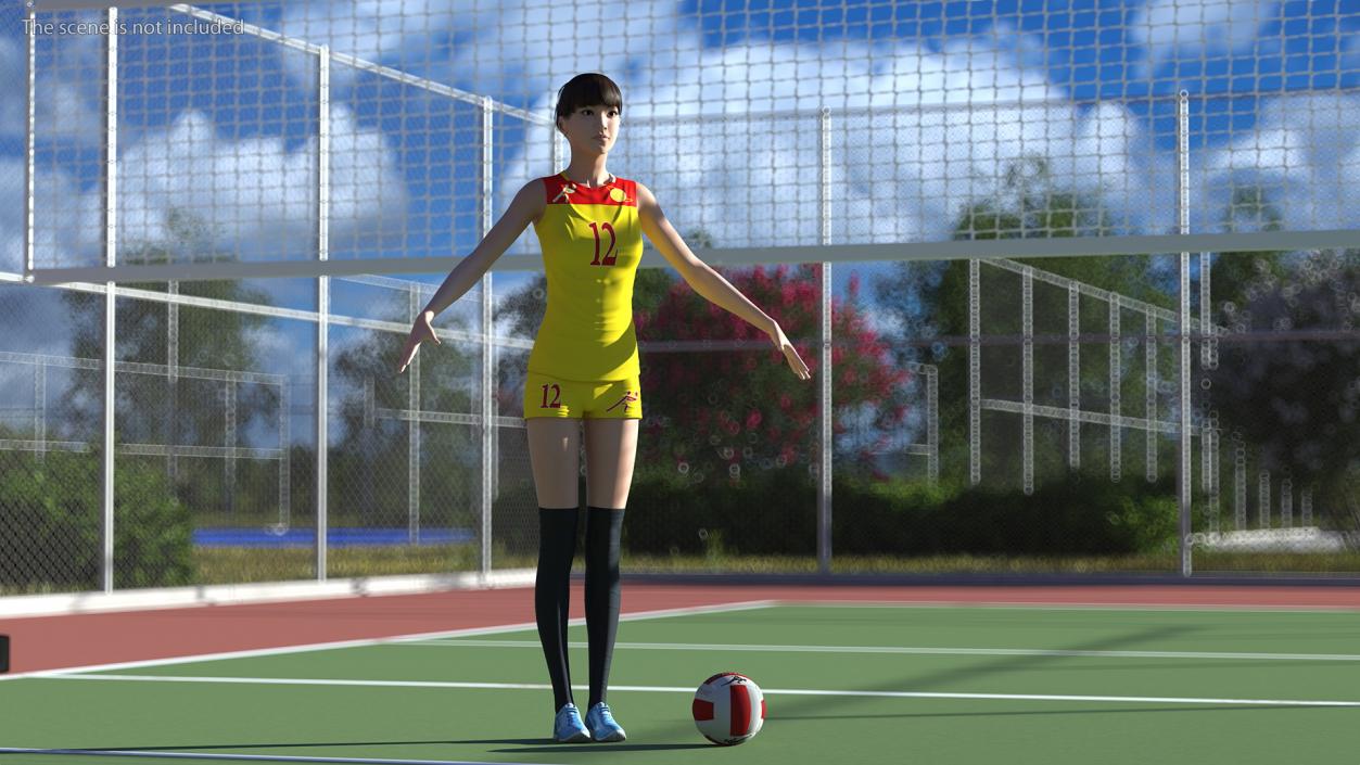 Young Chinese Woman Volleyball Player Rigged 3D model