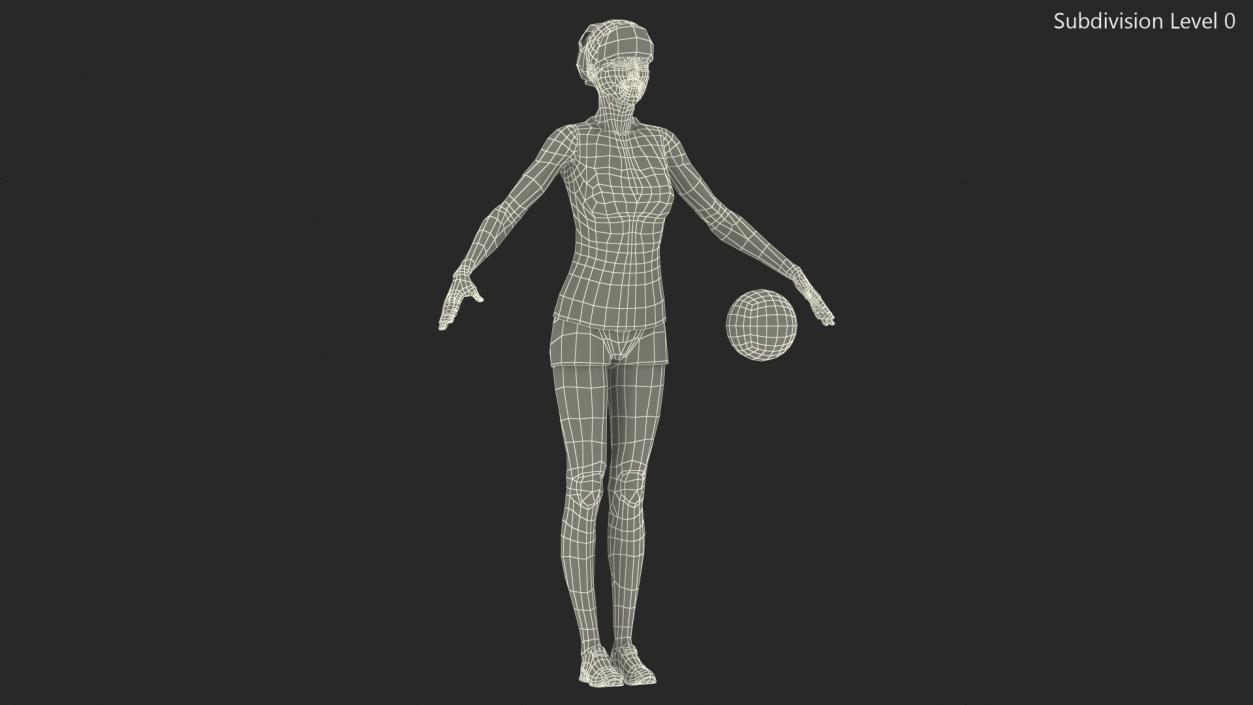 Young Chinese Woman Volleyball Player Rigged 3D model