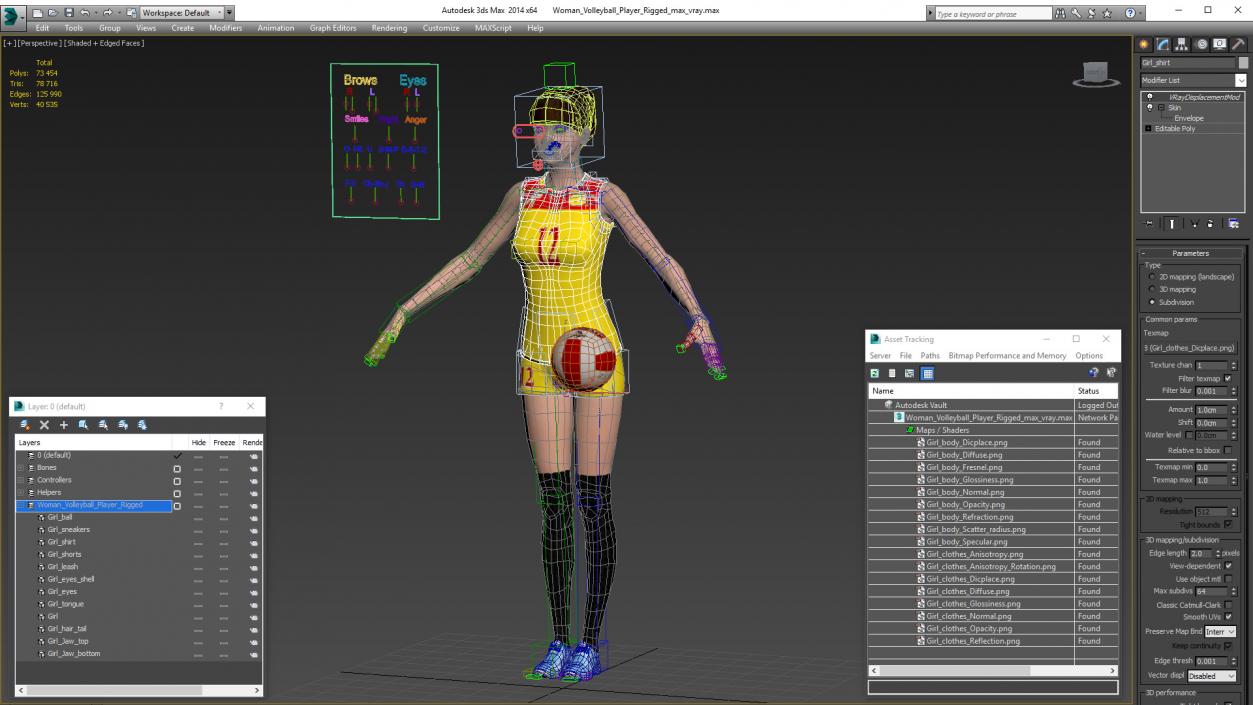 Young Chinese Woman Volleyball Player Rigged 3D model