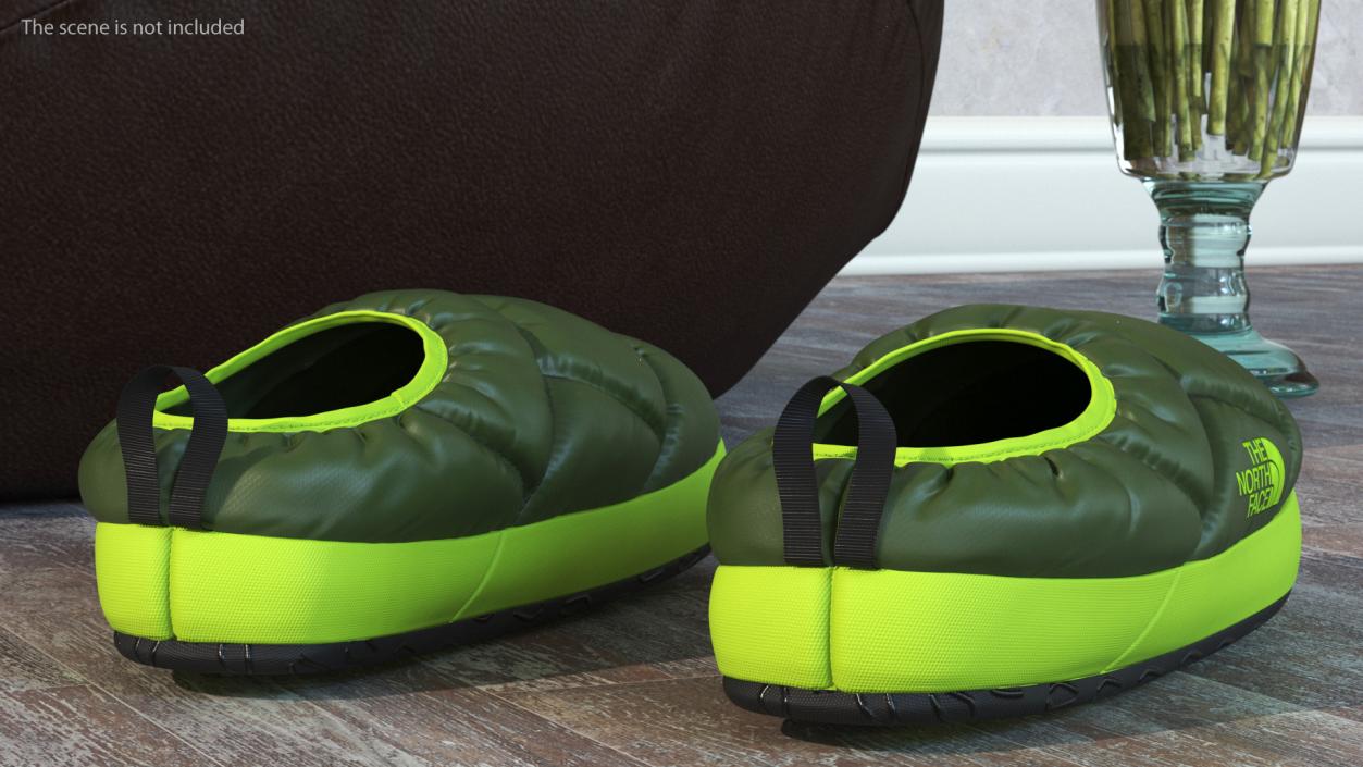 3D model Green North Face Down Slippers