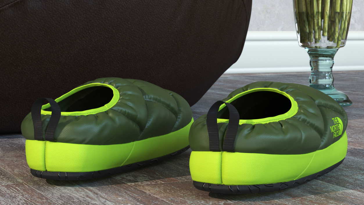 3D model Green North Face Down Slippers