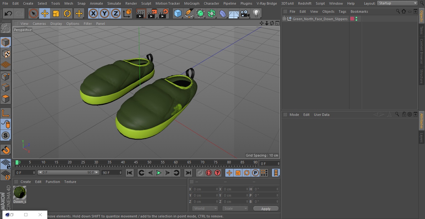 3D model Green North Face Down Slippers