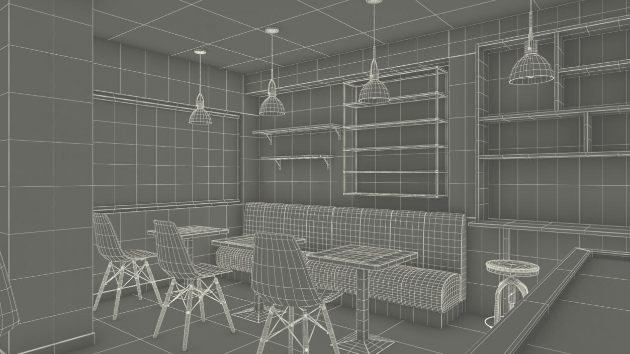 Classy Coffee Shop Interior 3D