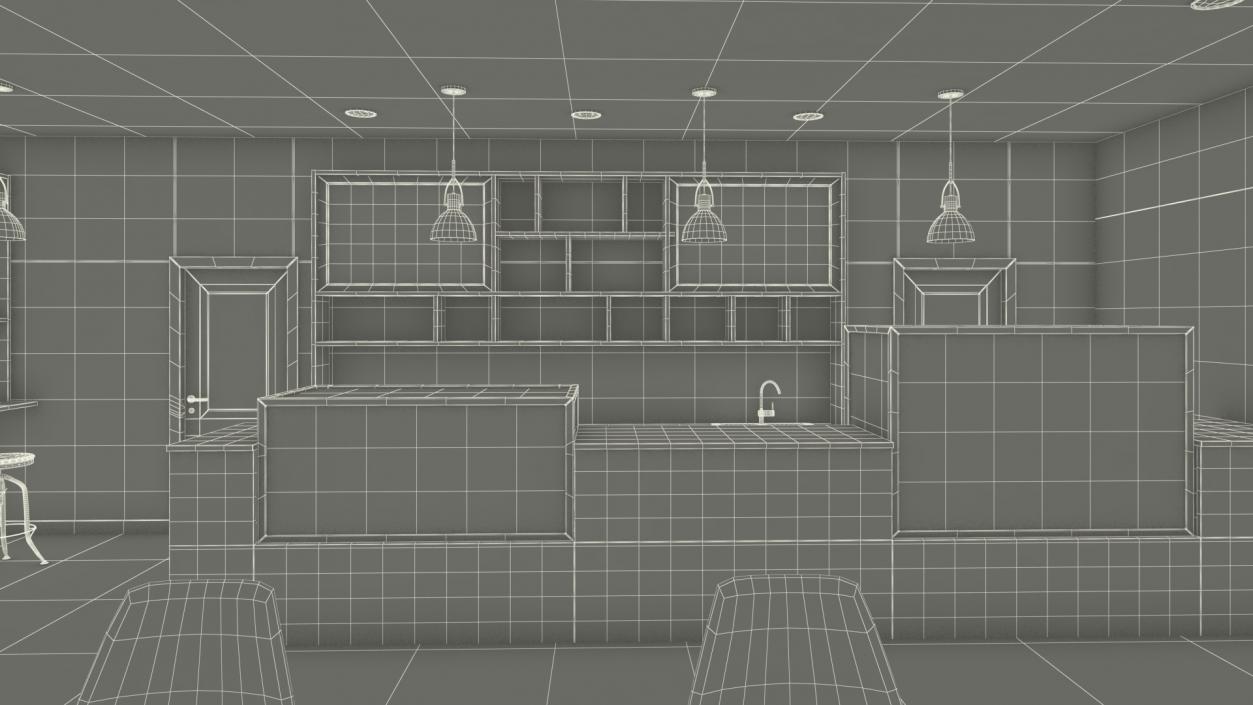 Classy Coffee Shop Interior 3D