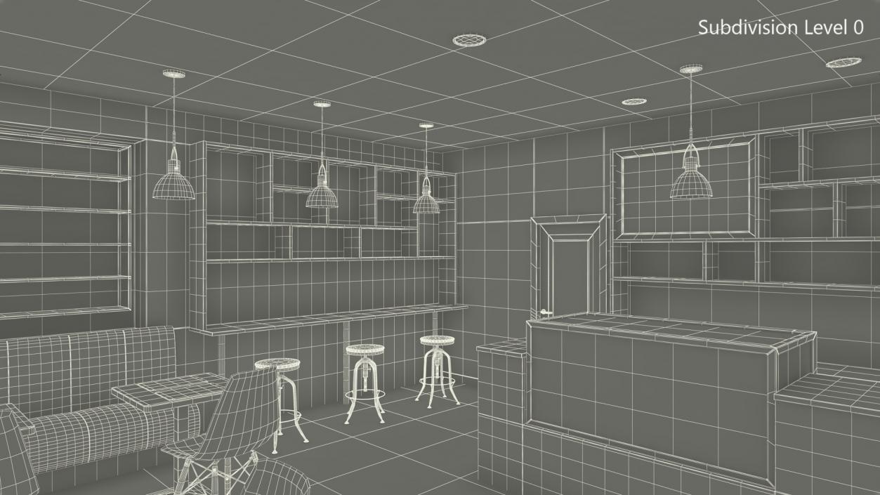 Classy Coffee Shop Interior 3D