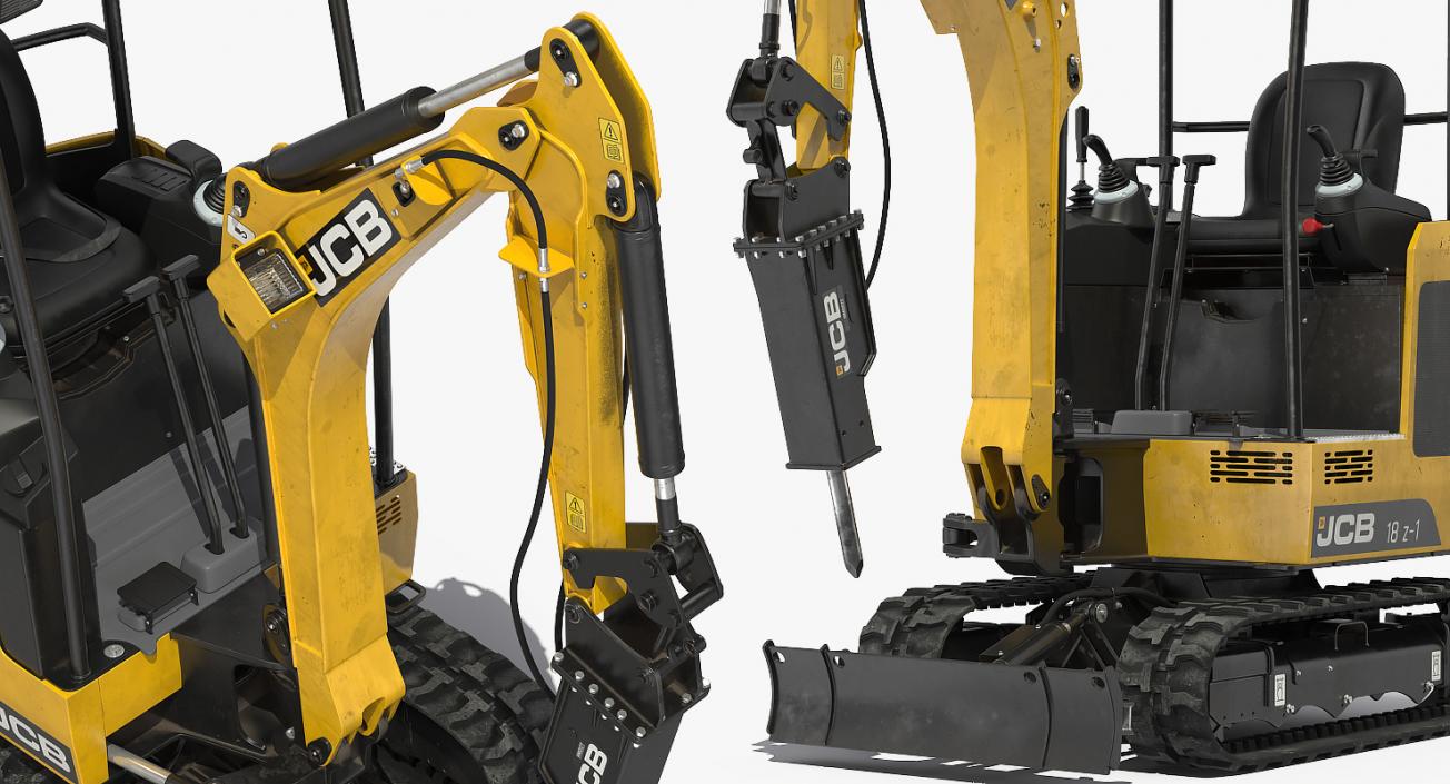 JCB Mini Excavator with Breaker Dirty 3D