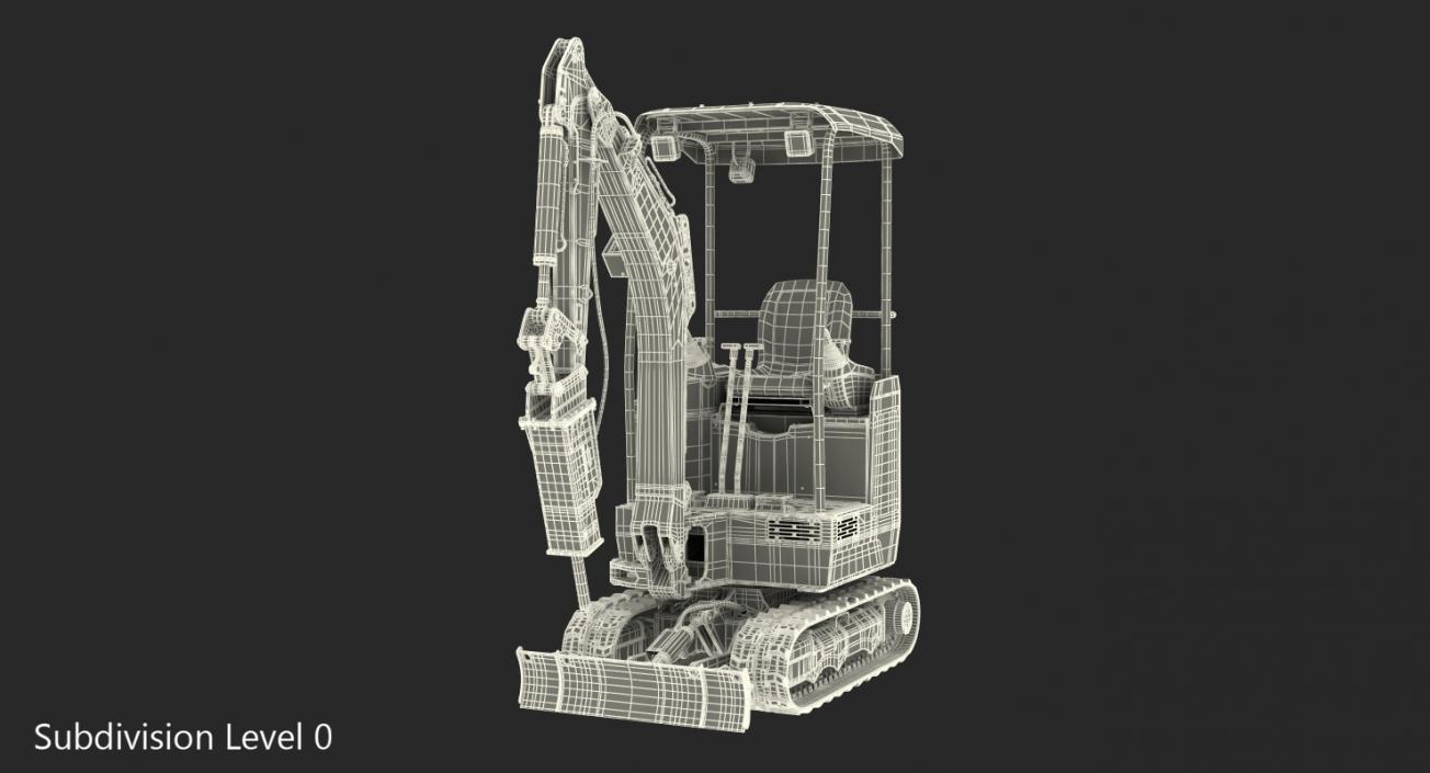 JCB Mini Excavator with Breaker Dirty 3D