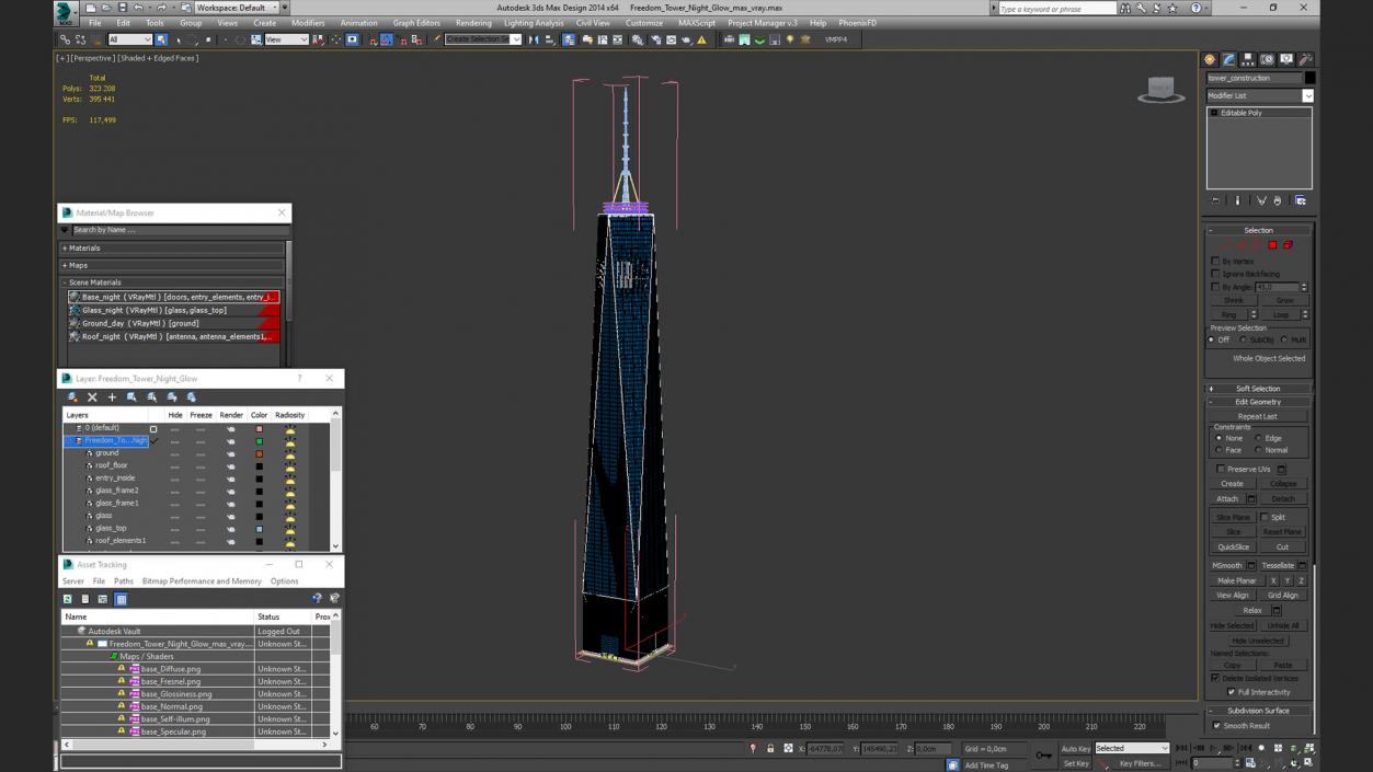 Freedom Tower Night Glow 3D model