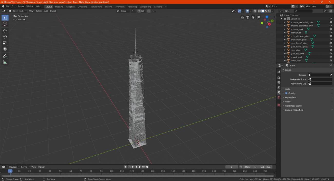 Freedom Tower Night Glow 3D model