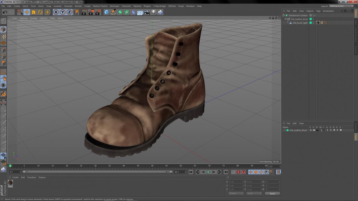 3D Old Leather Boot