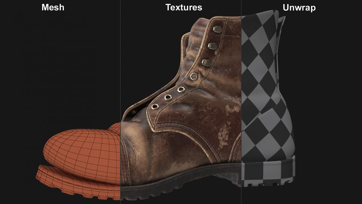 3D Old Leather Boot