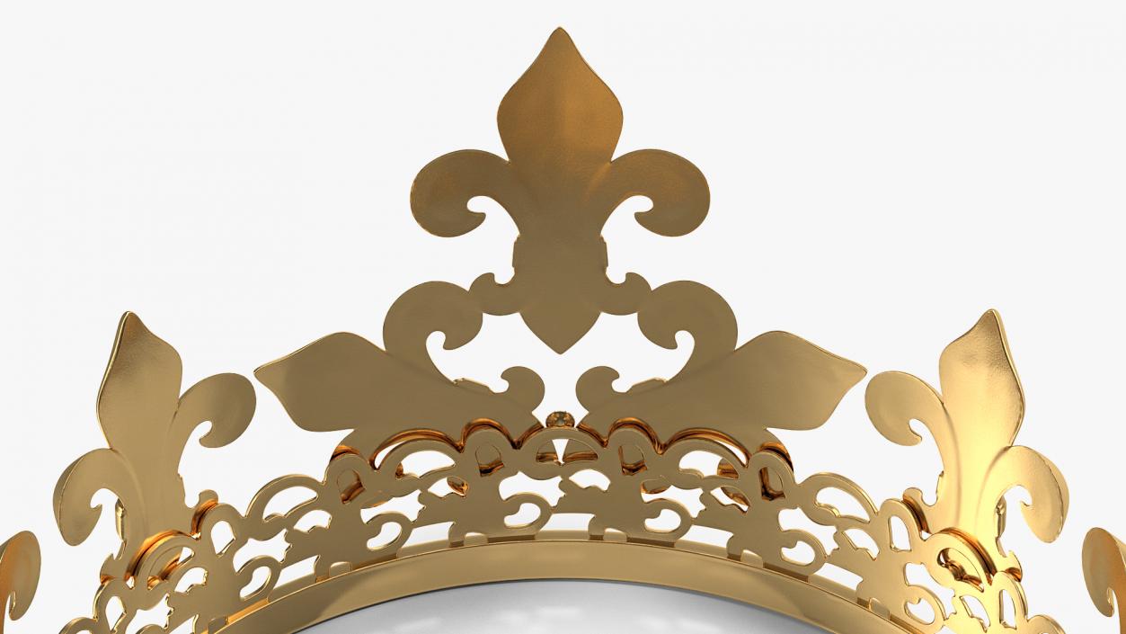 3D Golden King Crown with Royal Lily and Diamonds