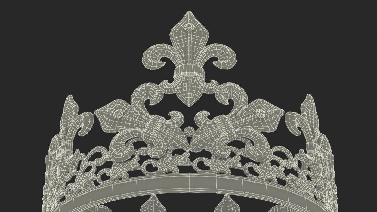 3D Golden King Crown with Royal Lily and Diamonds